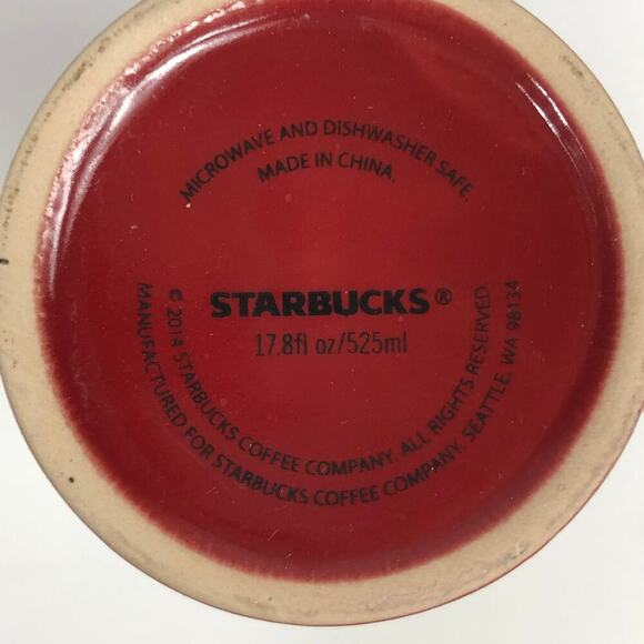 2014 Starbucks Red/Gold Holiday Christmas Tree Mug 17.8 Oz - Picture 8 of 8